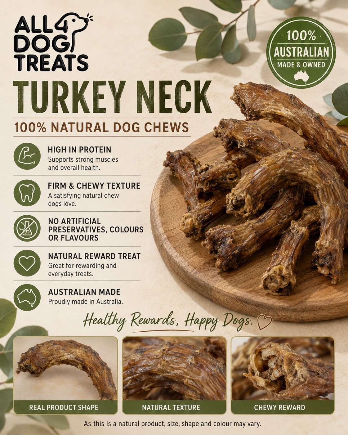 Australian Turkey Neck Long-Lasting Dog Chews – 1kg