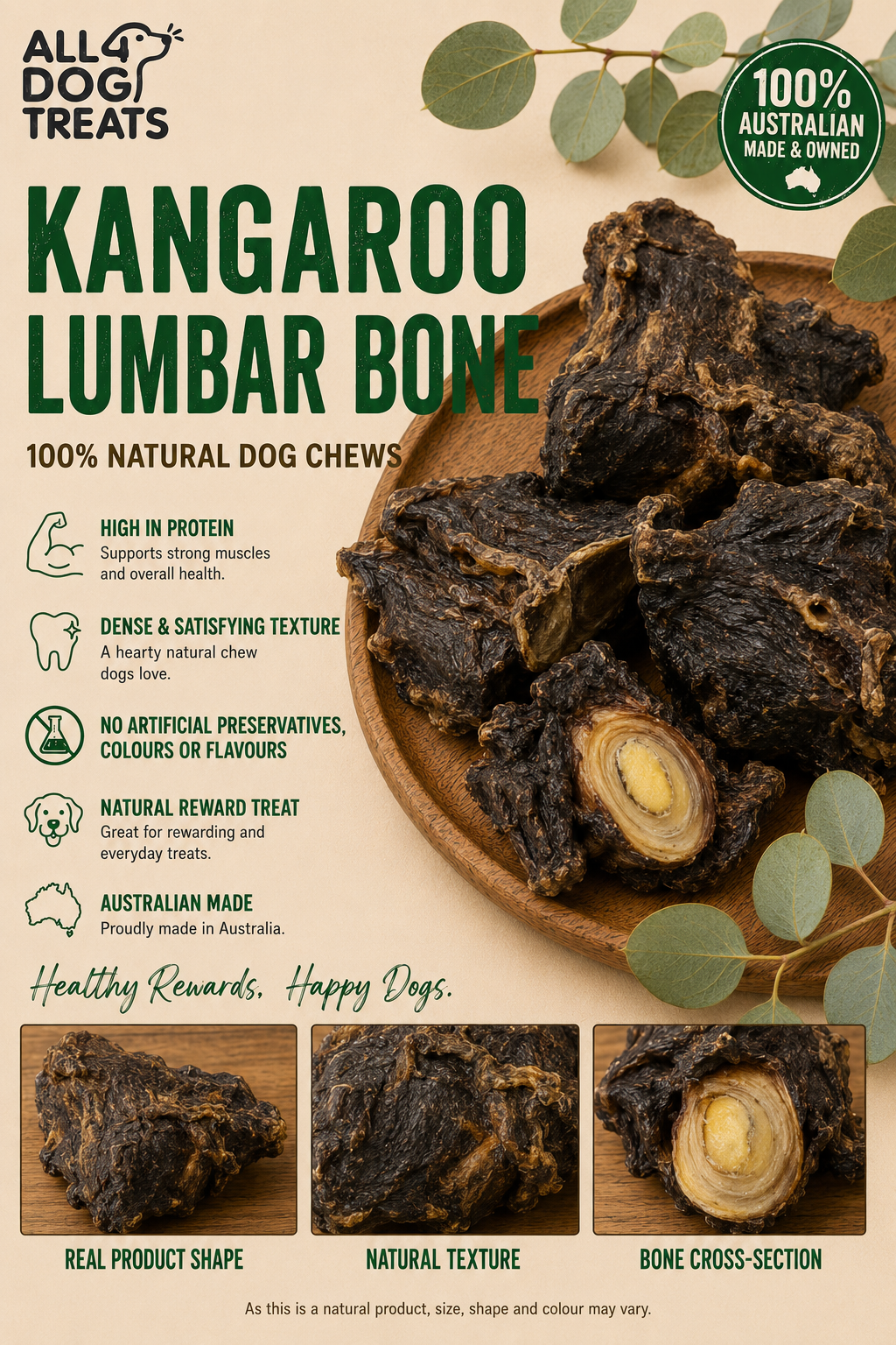 Australian Kangaroo Lumbar Bone Long-Lasting Dog Chews – 1kg