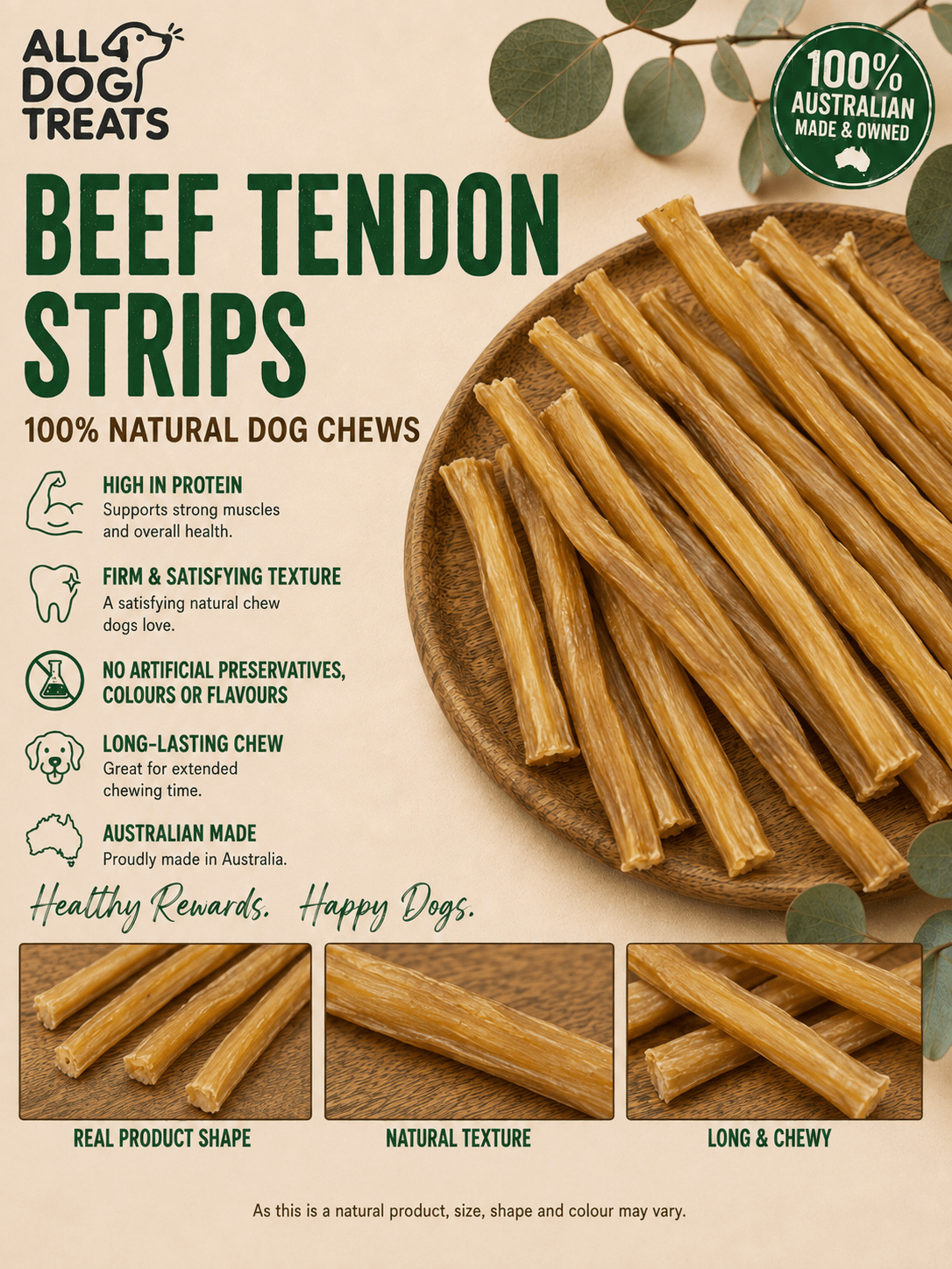 Australian Beef Tendon Strips Long-Lasting Dog Chews – 1kg