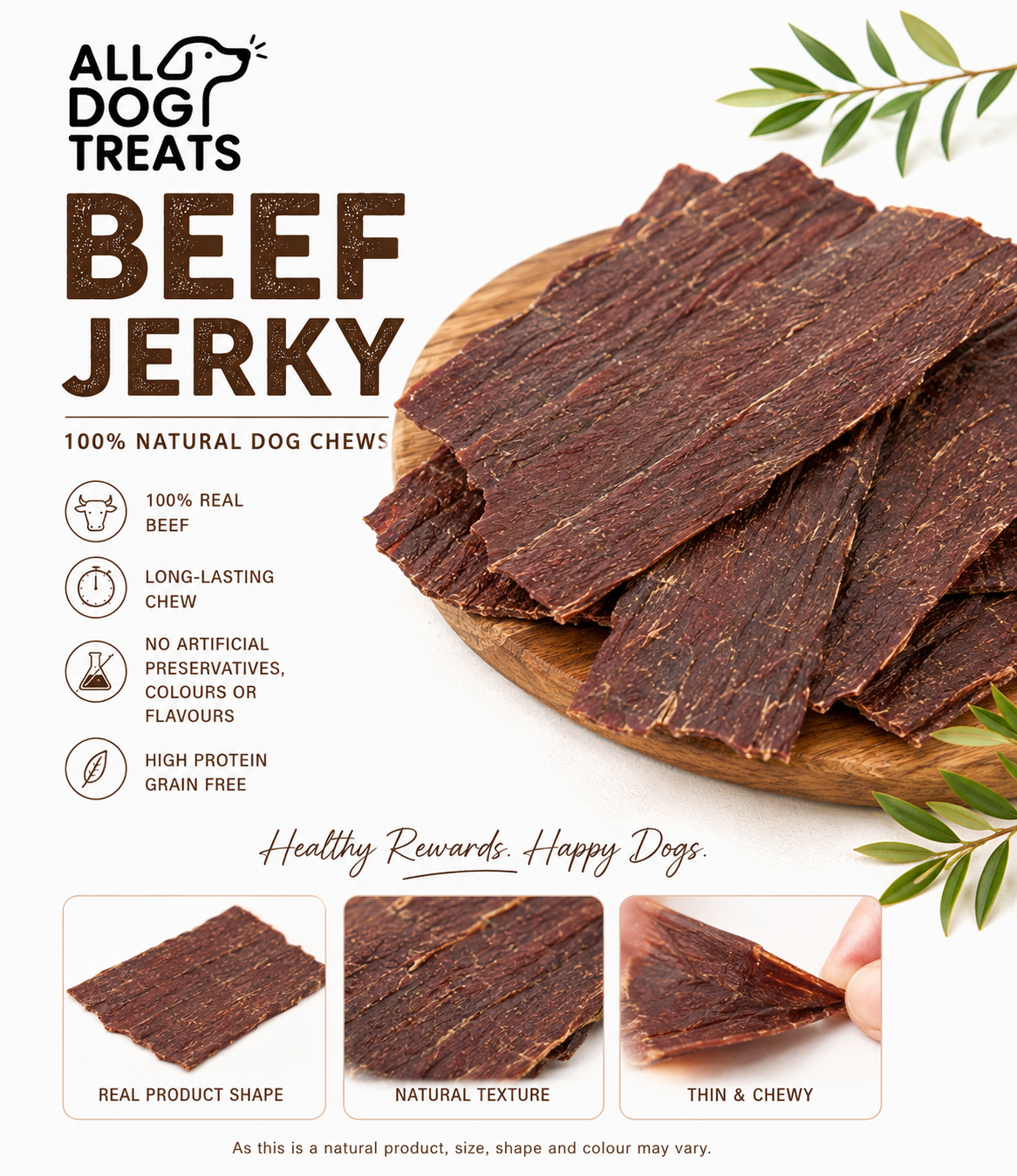 Australian Beef Jerky Dog Treats – 1kg