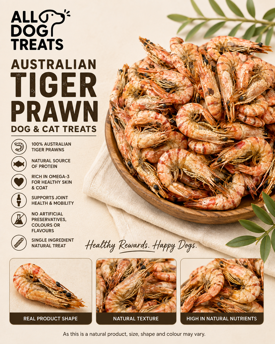 Australian Tiger Prawn Dog & Cat Treats – 1kg