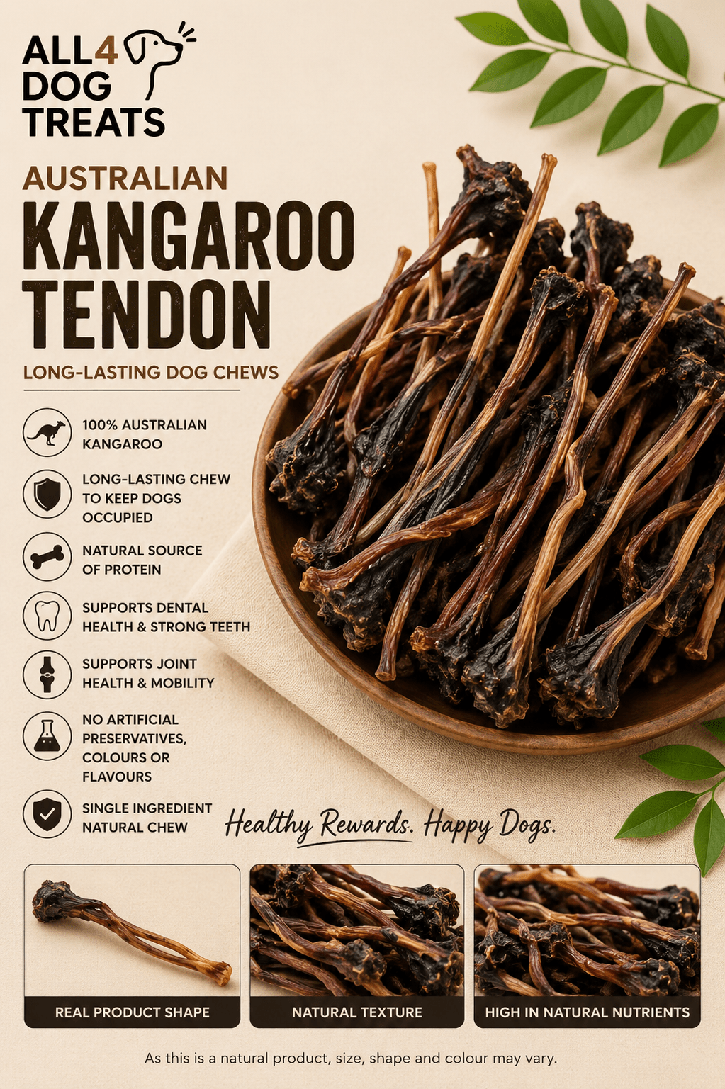 Australian Kangaroo Tendon Long-Lasting Dog Chews – 1kg